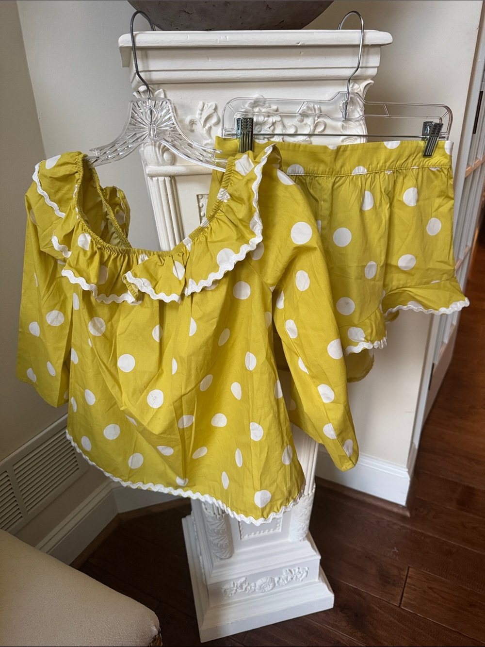 Yellow Polka Dot Ruffle Two-Piece Set Anthropologie